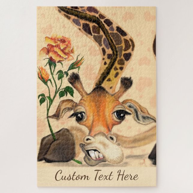 Romantic Giraffe Funny Puzzle Gift Custom Text (Vertical)