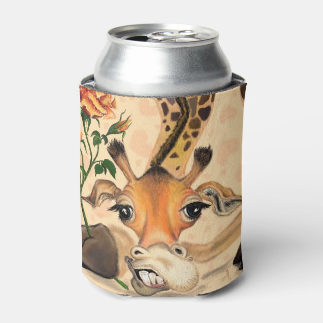 Romantic Giraffe - Gentleman - Add Your Text /Name Can Cooler (Can Front)