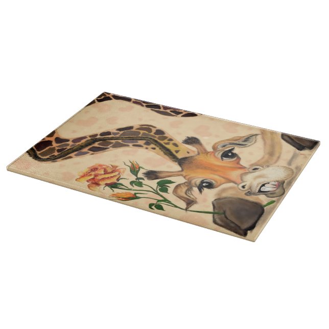 Romantic Giraffe - Gentleman - Add Your Text /Name Cutting Board (Corner)