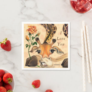 Romantic Giraffe - Gentleman - Add Your Text /Name Napkins