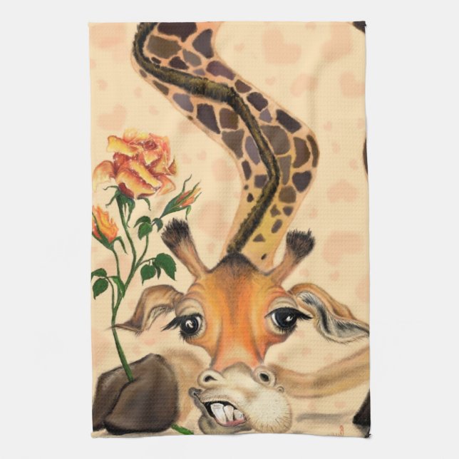 Romantic Giraffe - Gentleman - Funny Kitchen Towel (Vertical)