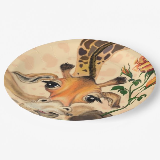 Romantic Giraffe - Gentleman - Funny Paper Plates (Angled)