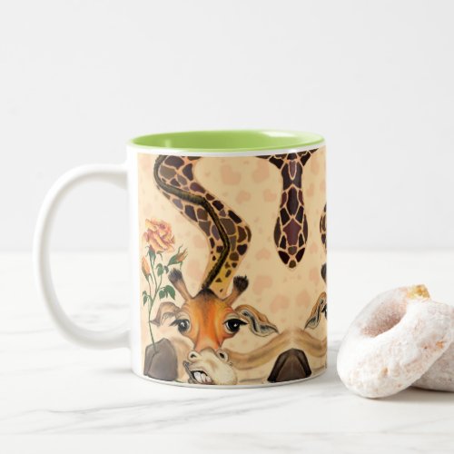 Romantic Giraffe _ Gentleman _ Funny Two_Tone Coffee Mug