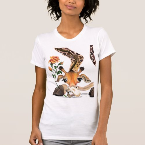 Romantic Giraffe with Rose T_Shirt Gentleman Fun