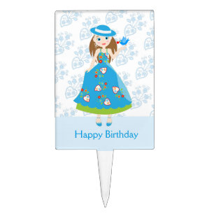 Romantic girl birthday party cake topper