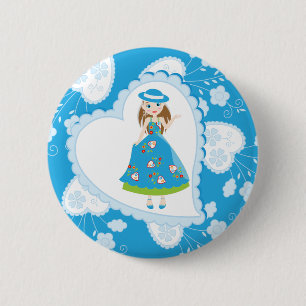 Romantic girl birthday party pinback button