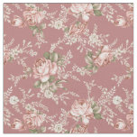Romantic Girly Blush Roses - Dark Pink Background Fabric