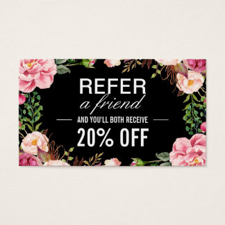 Romantic Girly Floral Wrapping Referral Card