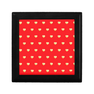 Romantic Girly Red Gold Hearts Pattern Gift Box