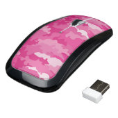Romantic girly style camouflage pink pattern wireless mouse (Angled)