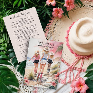 Romantic Glam Blondes Coastal Cowgirls Beach Invitation