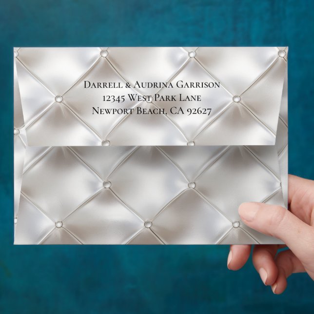 Romantic Glam White Faux Leather Wedding  Envelope (Hand)