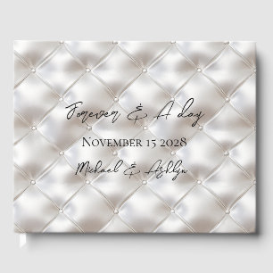 Romantic Glam White Faux Leather Wedding  Guest Book