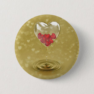 Romantic Glass Heart Design Button