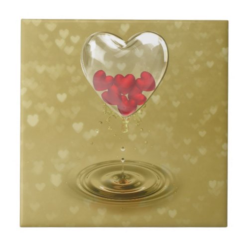 Romantic Glass Heart Design Ceramic Tile