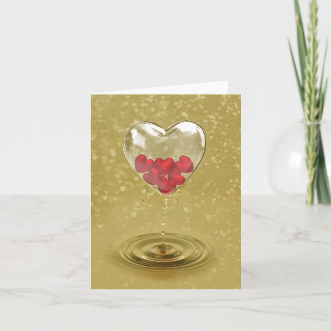 Romantic Glass Heart Design Holiday Card (Front)