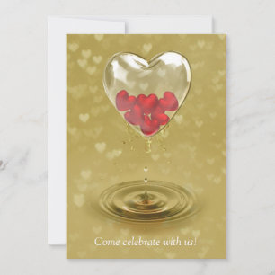 Romantic Glass Heart Design Invitation