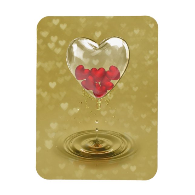 Romantic Glass Heart Design Magnet (Vertical)