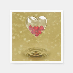 Romantic Glass Heart Design Paper Napkins
