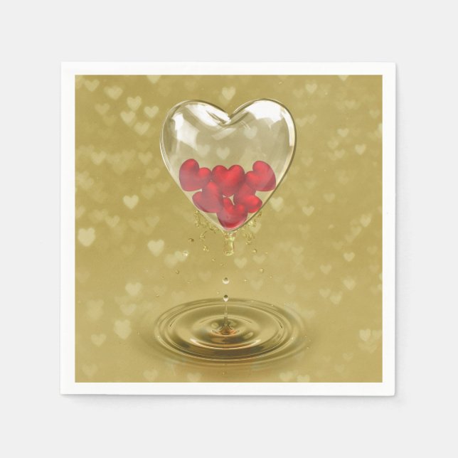 Romantic Glass Heart Design Paper Napkins (Front)
