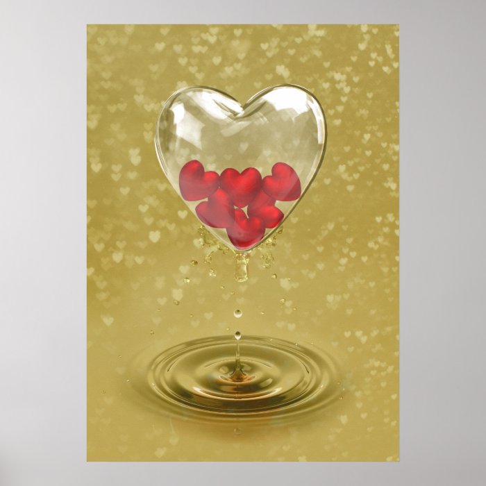 Romantic Glass Heart Design   Poster