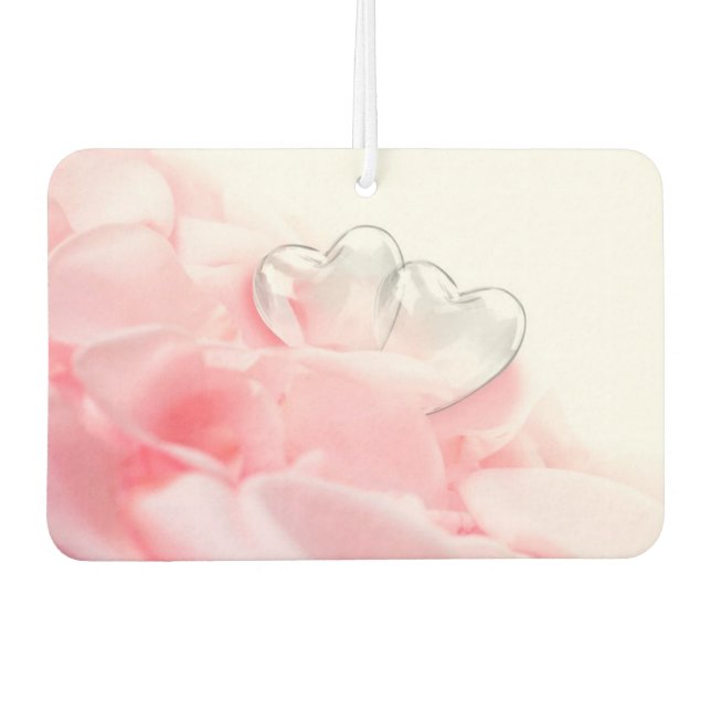 Romantic Glass Hearts Rose Petals Air Freshener (Front)