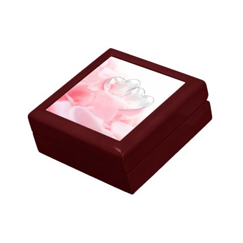 Romantic Glass Hearts Rose Petals Keepsake Box