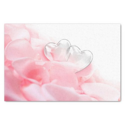Romantic Glass Hearts Rose Petals Tissue Paper