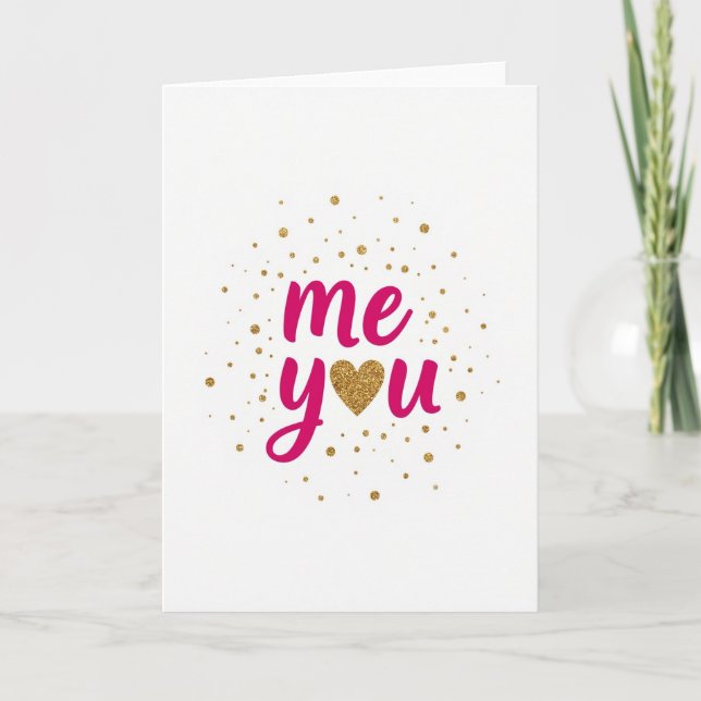 Romantic Glitter Dot I Love You Card (Front)