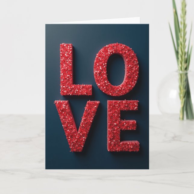 Romantic Glitter Love Card (Front)