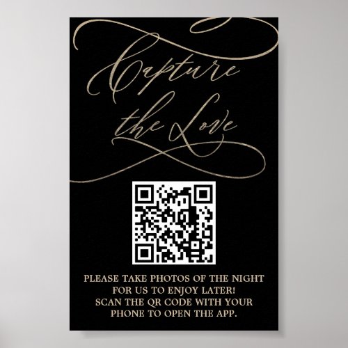 Romantic Gold and Black QR Code Capture the Love P Poster