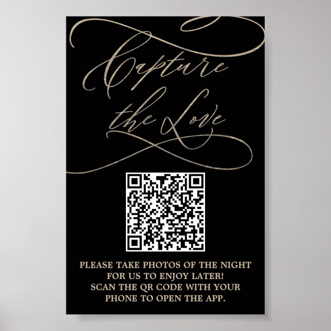 Romantic Gold and Black QR Code Capture the Love P Poster (Front)