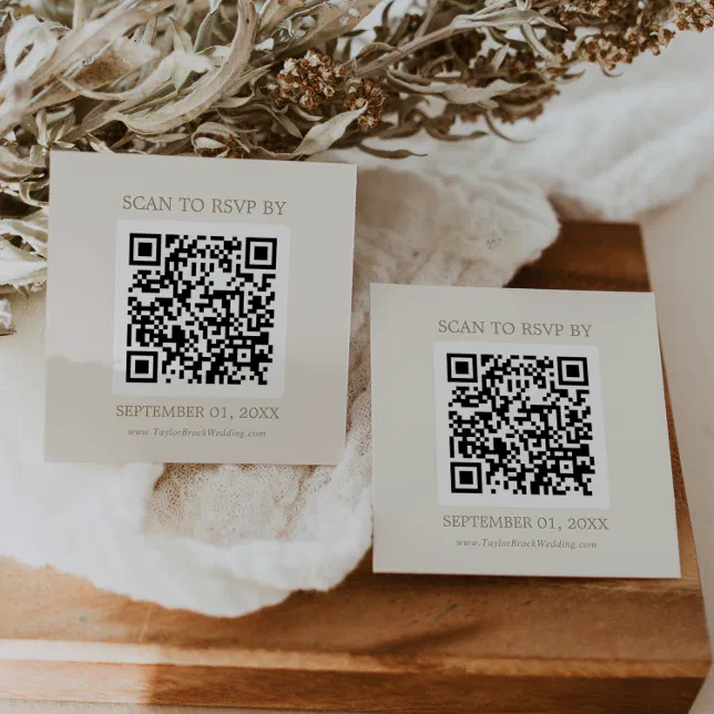 Romantic Gold and Ivory Coordinate QR Code RSVP Enclosure Card | Zazzle