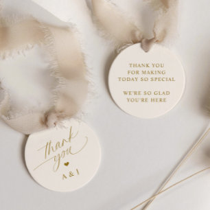 Romantic Gold and Ivory Cream Wedding Thank You Favor Tags