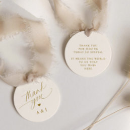 Romantic Gold and Ivory Cream Wedding Thank You Favor Tags