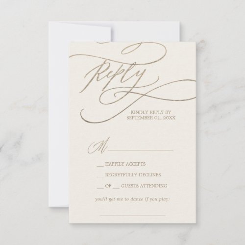 Romantic Gold and Ivory Song Request RSVP Card