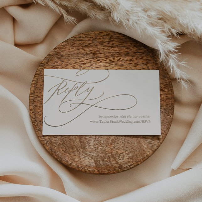 Romantic Gold and Ivory Wedding Website RSVP Enclosure Card (Creator Uploaded)