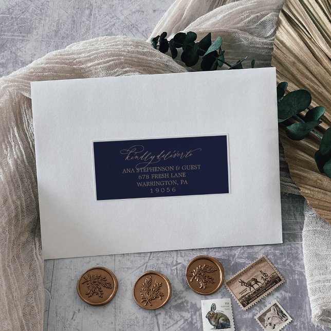Romantic Gold and Navy Guest Address Labels (Creator Uploaded)