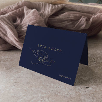 Romantic Gold And Navy Menu Option Place Cards by FreshAndYummy at Zazzle