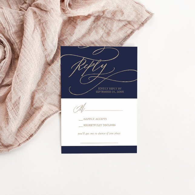Romantic Gold and Navy Song Request RSVP Card (Creator Uploaded)