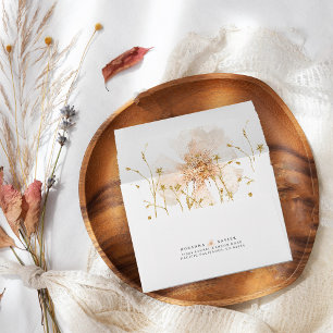 Romantic Gold Blush Pressed Flowers Lined Wedding Envelope