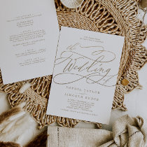 Romantic Gold Calligraphy All In One Wedding Invitation