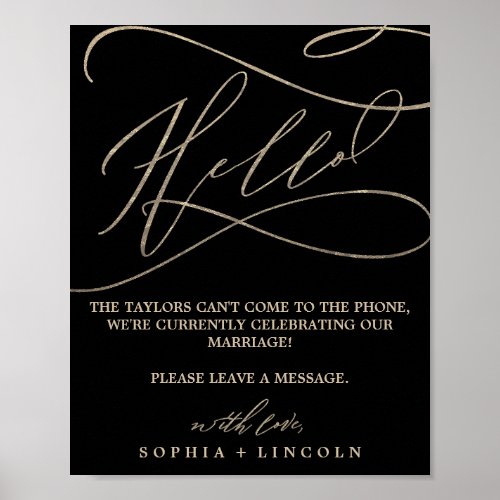 Romantic Gold Calligraphy Black Audio Guestbook