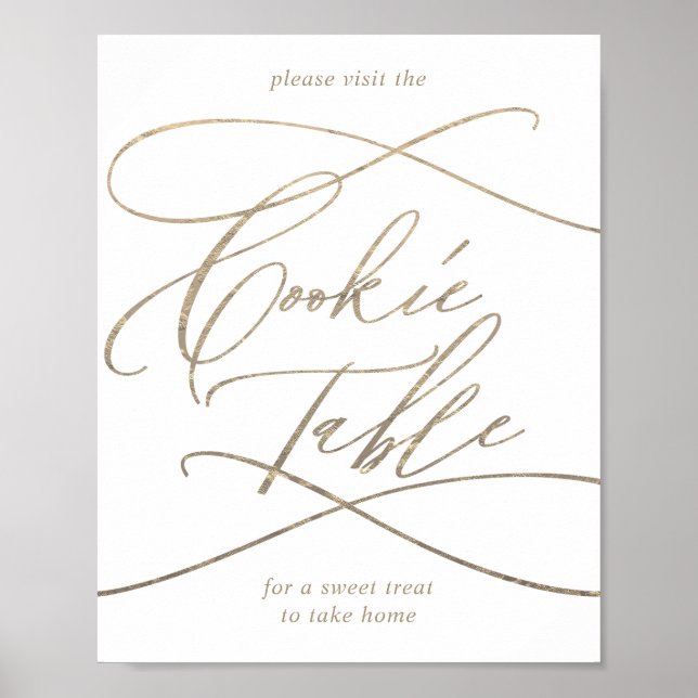 Romantic Gold Calligraphy Cookie Table Sign (Front)