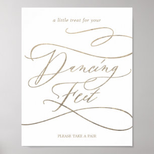 Romantic Gold Calligraphy Dancing Feet Sign