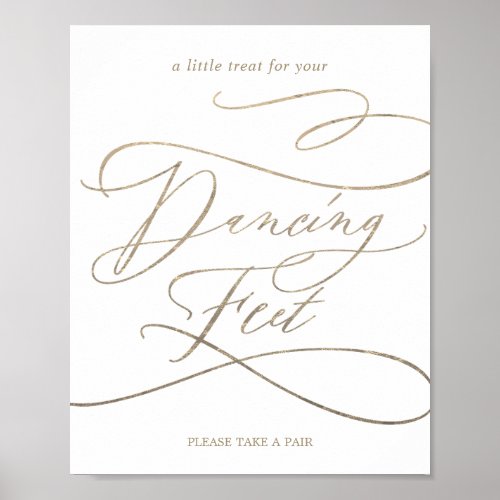 Romantic Gold Calligraphy Dancing Feet Sign