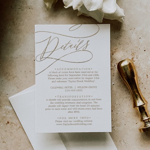Romantic Gold Calligraphy Details Enclosure Card