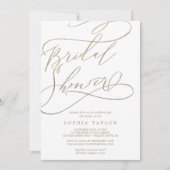 Romantic Gold Calligraphy | Flourish Bridal Shower Invitation (Front)