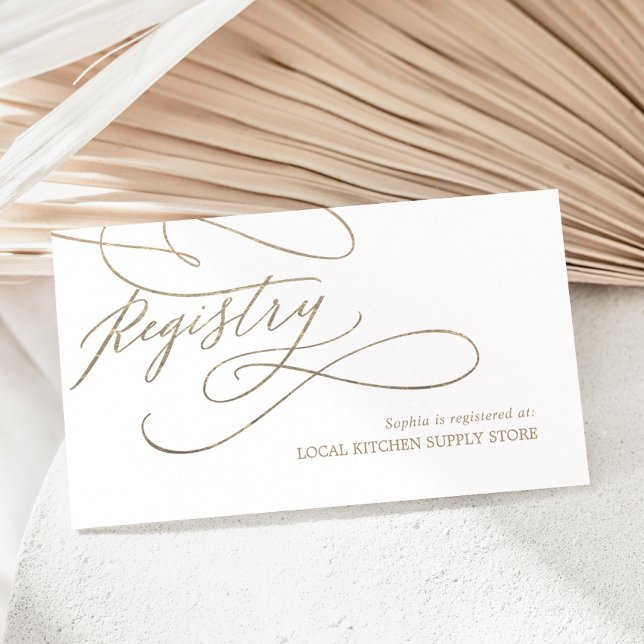 Romantic Gold Calligraphy Flourish Gift Registry Enclosure Card (Creator Uploaded)