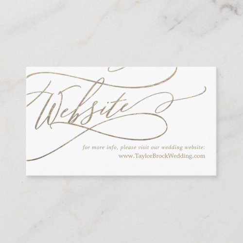 Romantic Gold Calligraphy Flourish Wedding Website Enclosure Card
